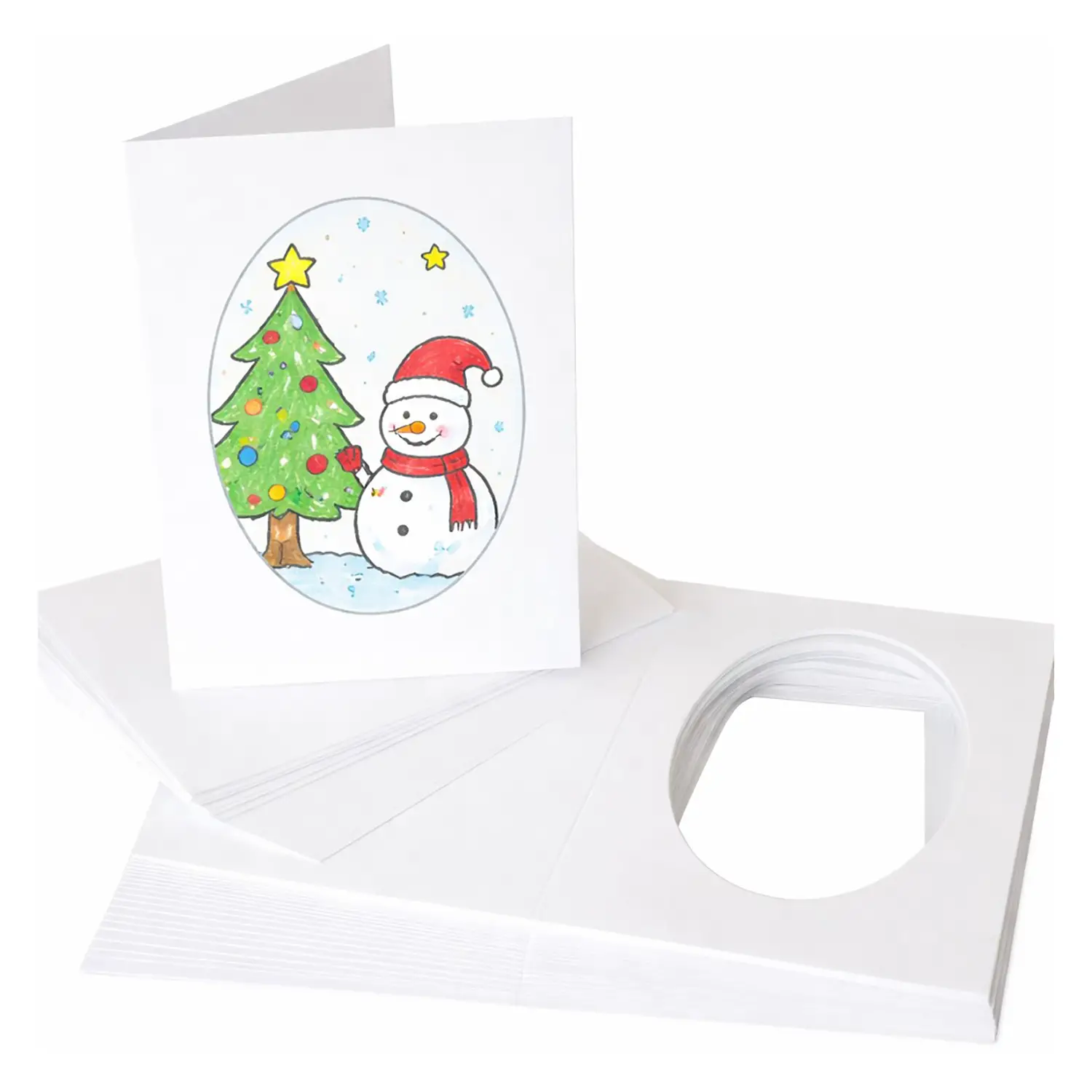 Cartoncini Augurali con Finestra Ovale – 25 Pezzi in Cartoncino Bianco - Carta e cartoncino