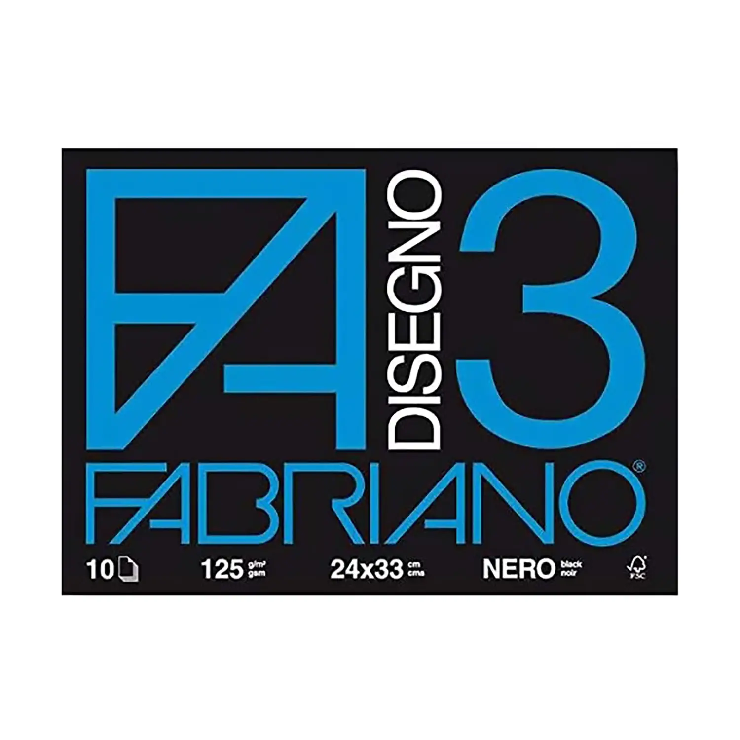 Album da Disegno Fabriano 3 Nero 24x33 cm – 10 Fogli | Carta Nera - Carta e cartoncino