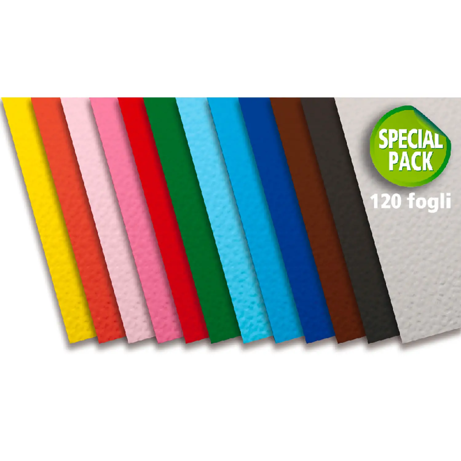 Cartoncino Colorato Premium Liscio-ruvido Cm. 35x50 - Pacco Scuola Base 120 Fogli - Carta e cartoncino