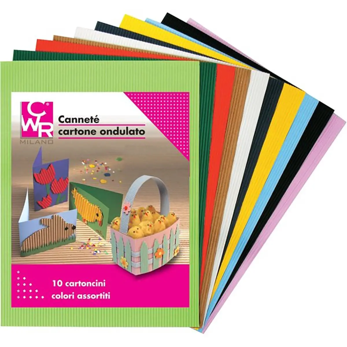Cartoncino Ondulato Assortito - 10 Fogli 50x70 cm - Carta e cartoncino