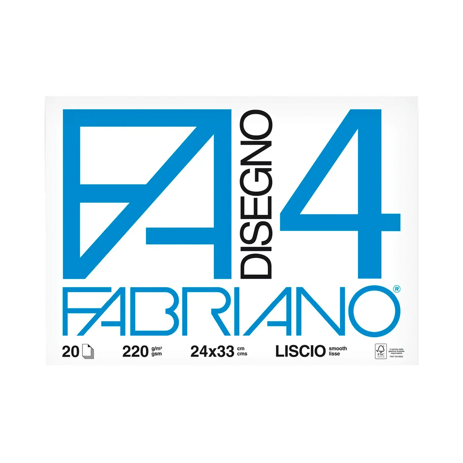 Album da Disegno Fabriano F4 Liscio 24x33 cm – Carta Liscia per Disegno Artistico - Carta e cartoncino