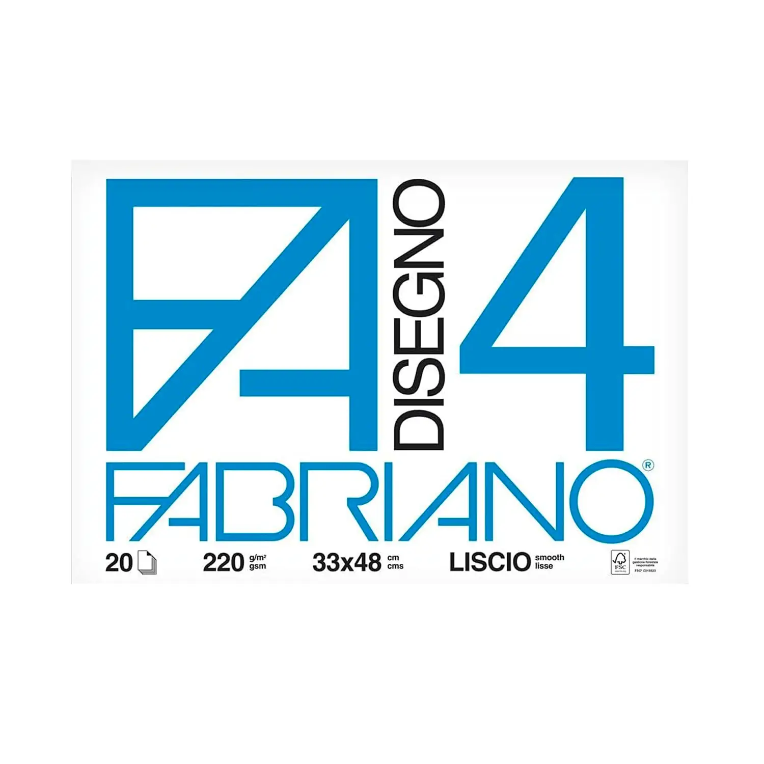 Album da Disegno Fabriano F4 Liscio, 20 Fogli 33x48 cm - Carta e cartoncino
