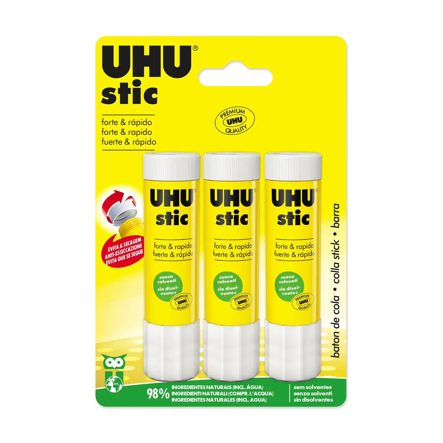 Colla Stick Uhu gr. 21 Blister 3 Pezzi - Nastri adesivi e colle