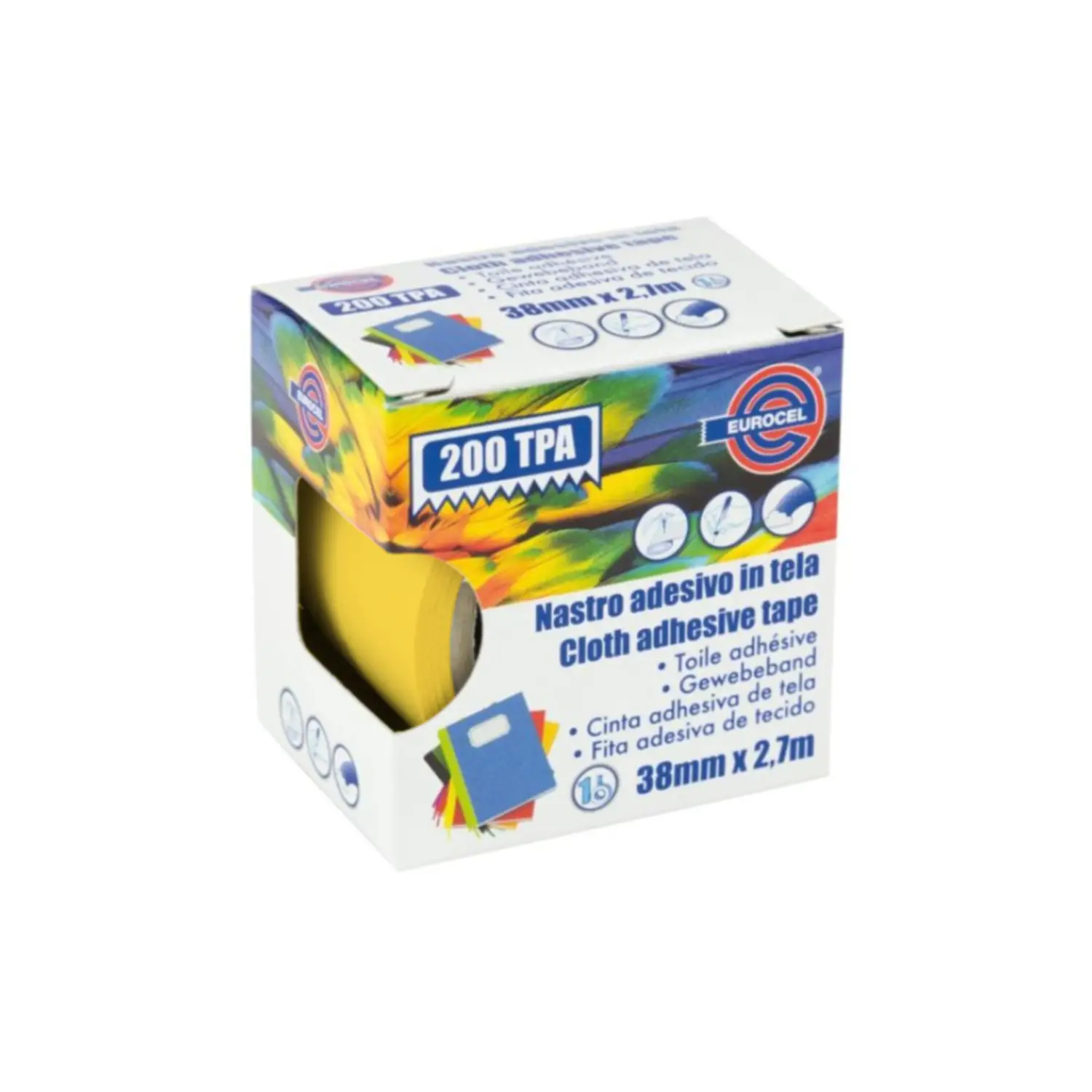 Nastro Telato Adesivo 38 mm. Giallo - Nastri adesivi e colle