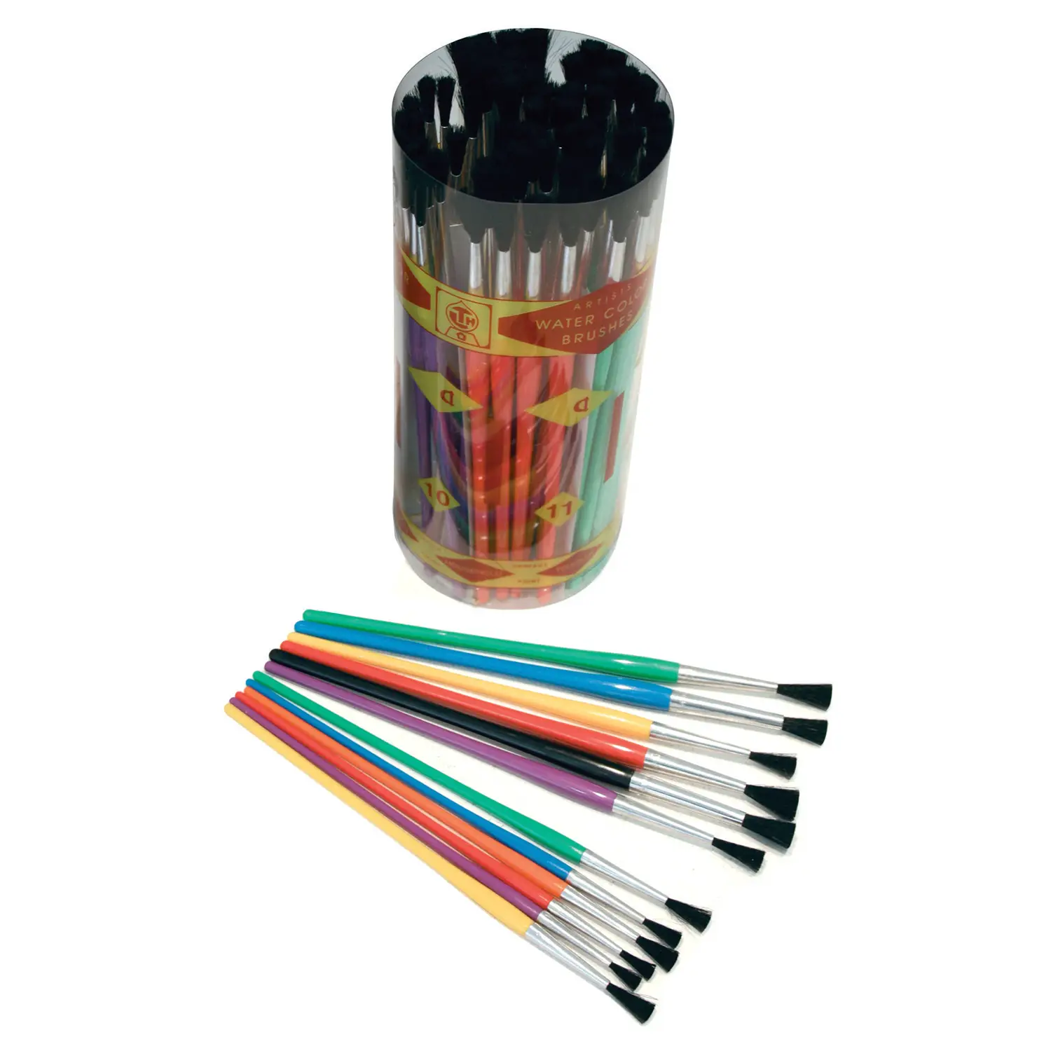 Set Pennelli Scolastici Assortiti – 144 Pezzi con Impugnature Colorate e Setole Sintetiche - Pennelli e accessori