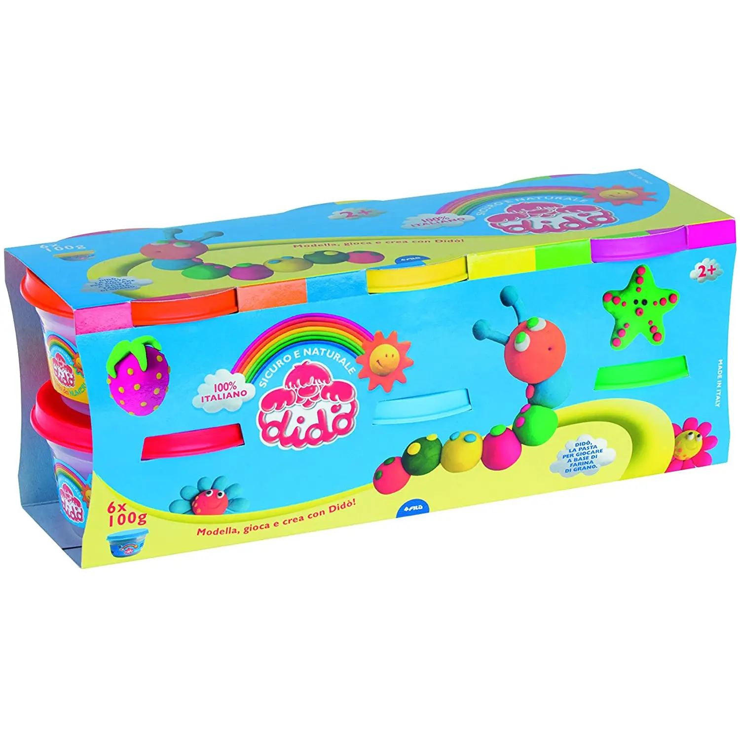 Didò 6 Barattolini da 100 g Multicolor – Pasta da Modellare Creativa - Paste per modellare