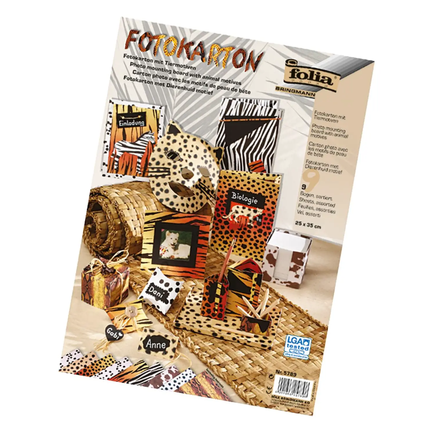 Cartoncino Fantasia Pelle Animale – 300 gr - 9 Fogli Cm 23x33 - Carta e cartoncino