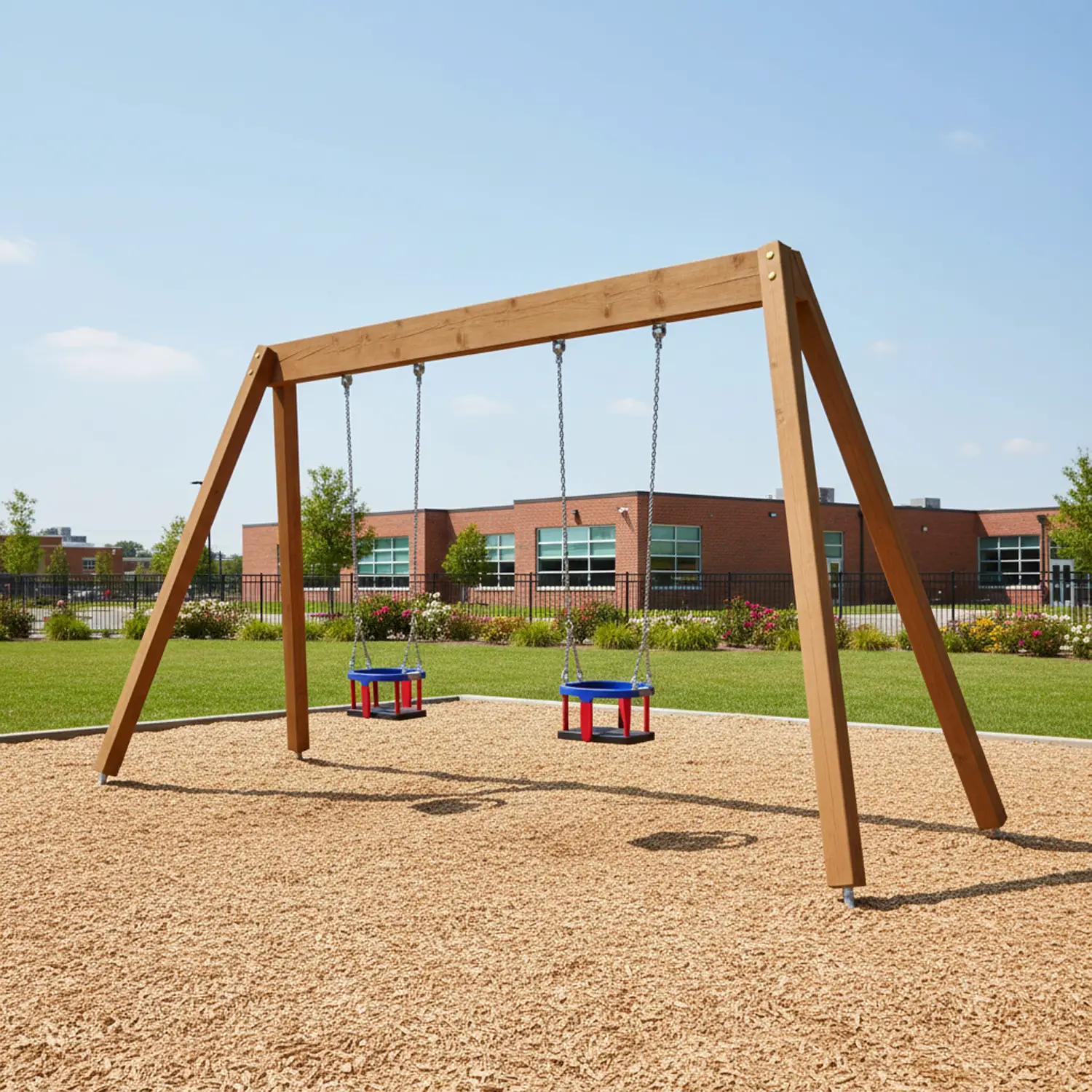 Altalena Doppia Young con 2 Seggiolini a Gabbia – Struttura Sicura - Playgrounds e giostre