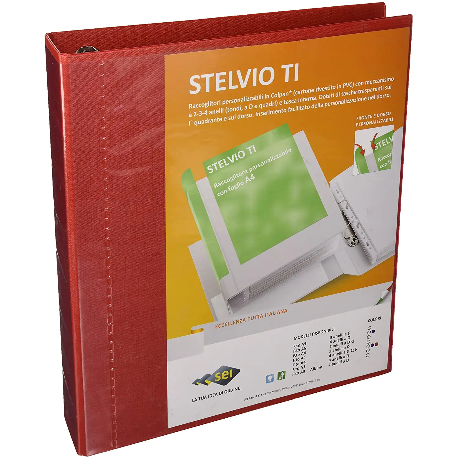 Raccoglitore ad Anelli Stelvio 50 a 4 D Rosso - Archiviazione