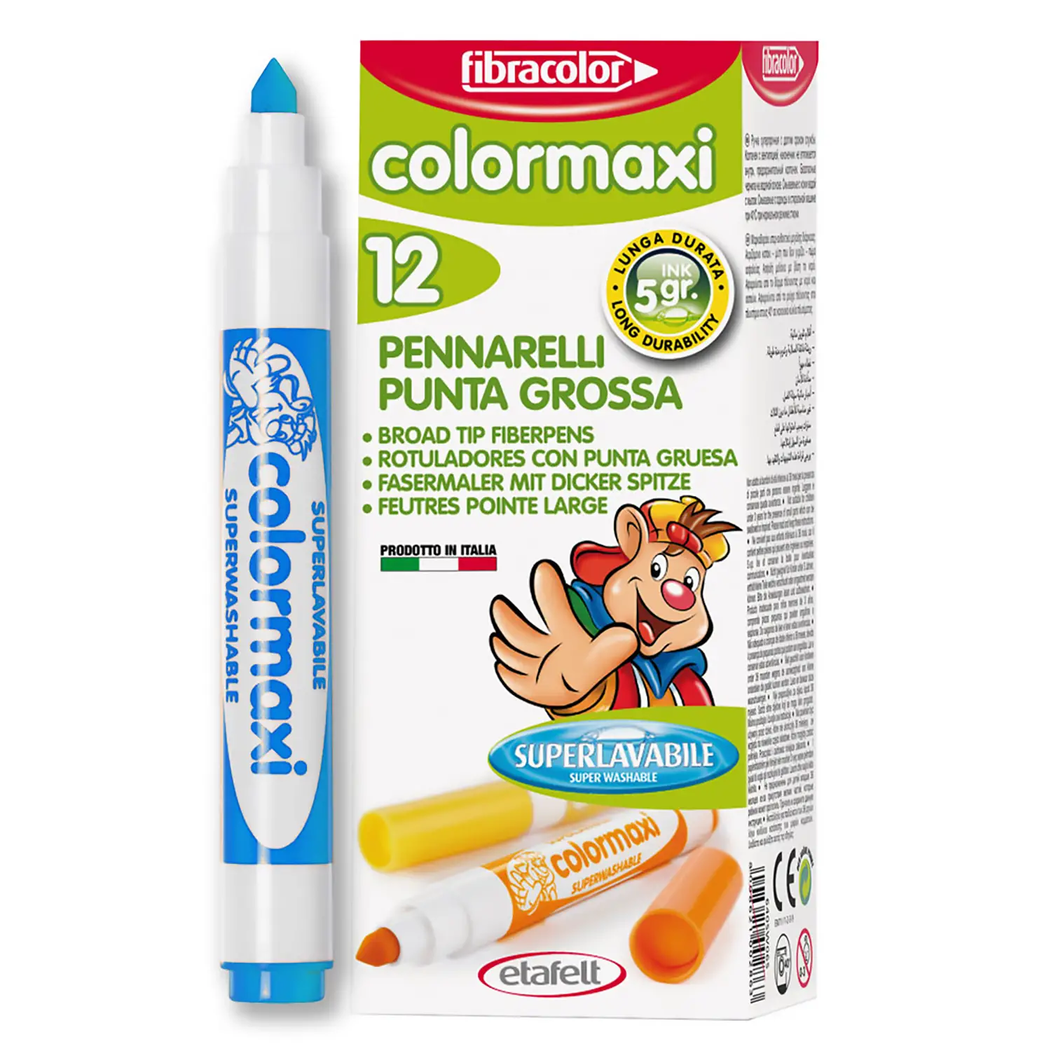 Fibracolor Colormaxi Pennarelli – Set 12 Pennarelli - Azzurro - Pennarelli