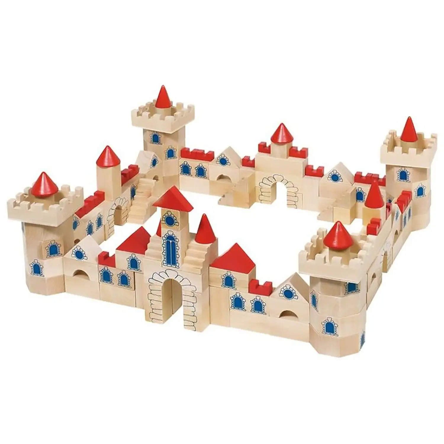 Costruzioni Castello in Legno 145 Elementi - Incastri e puzzle in legno