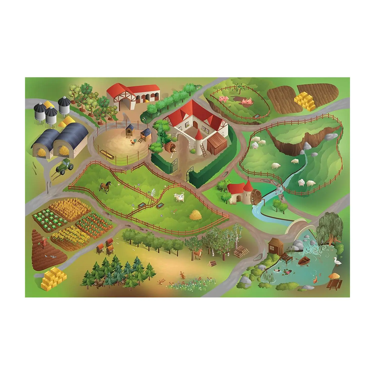 Tappeto Gioco Percorso Fattoria – Cm 100x150 - Tappeti per il gioco