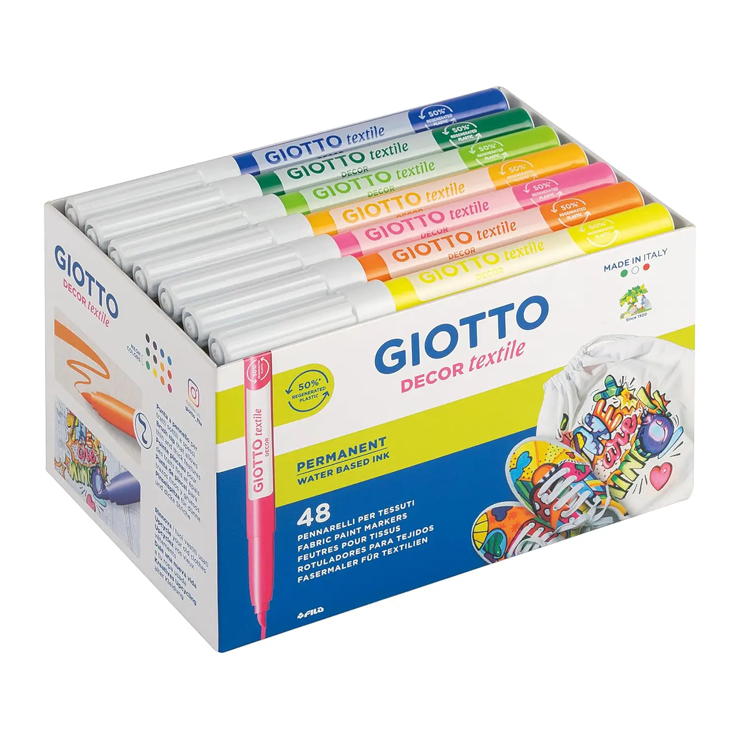 Pennarelli Decor Textile Giotto – Set da 48 Colori - Colori per tessuto