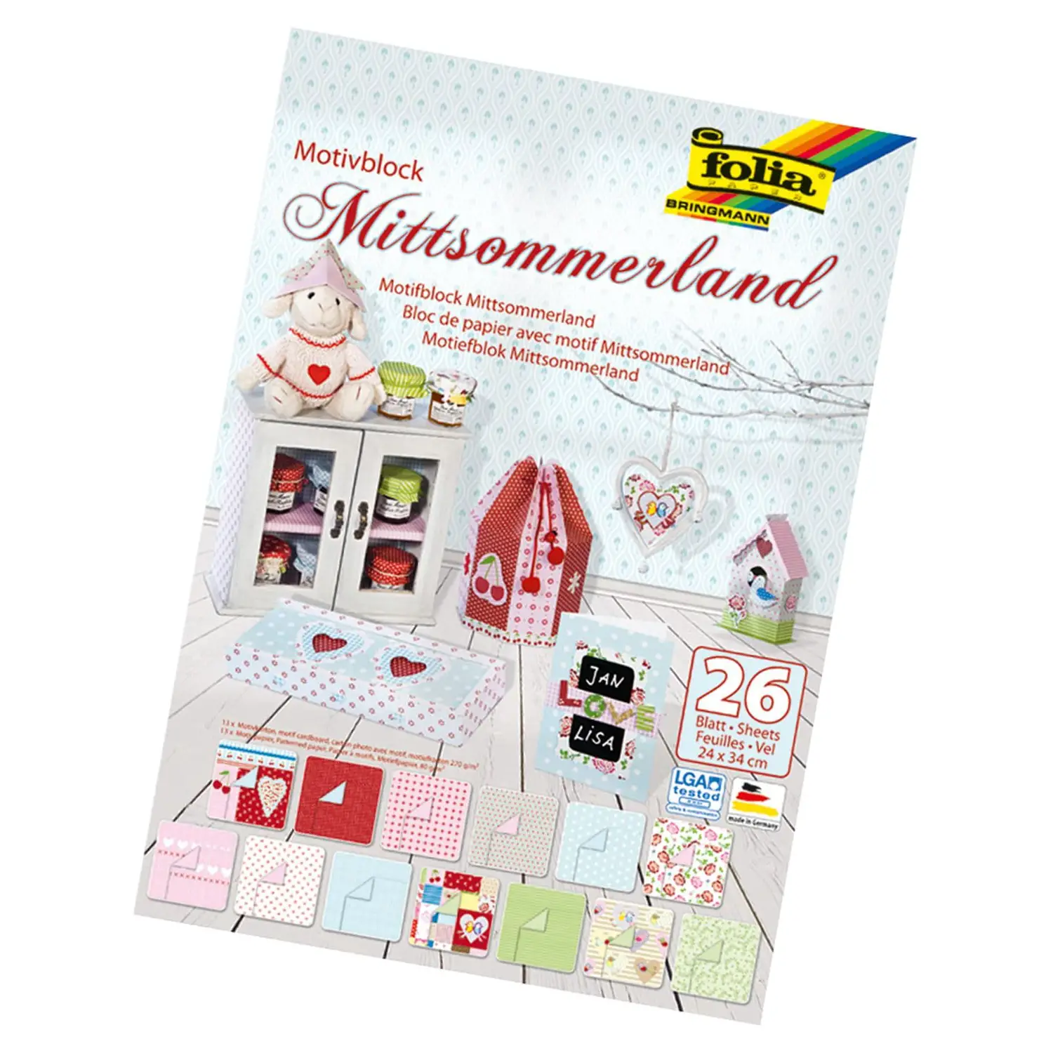Cartoncini Deco' Summercm 24x34, 270 gr/mq e 80 gr/mq, • 26 fogli in 13 fantasie - Carta e cartoncino