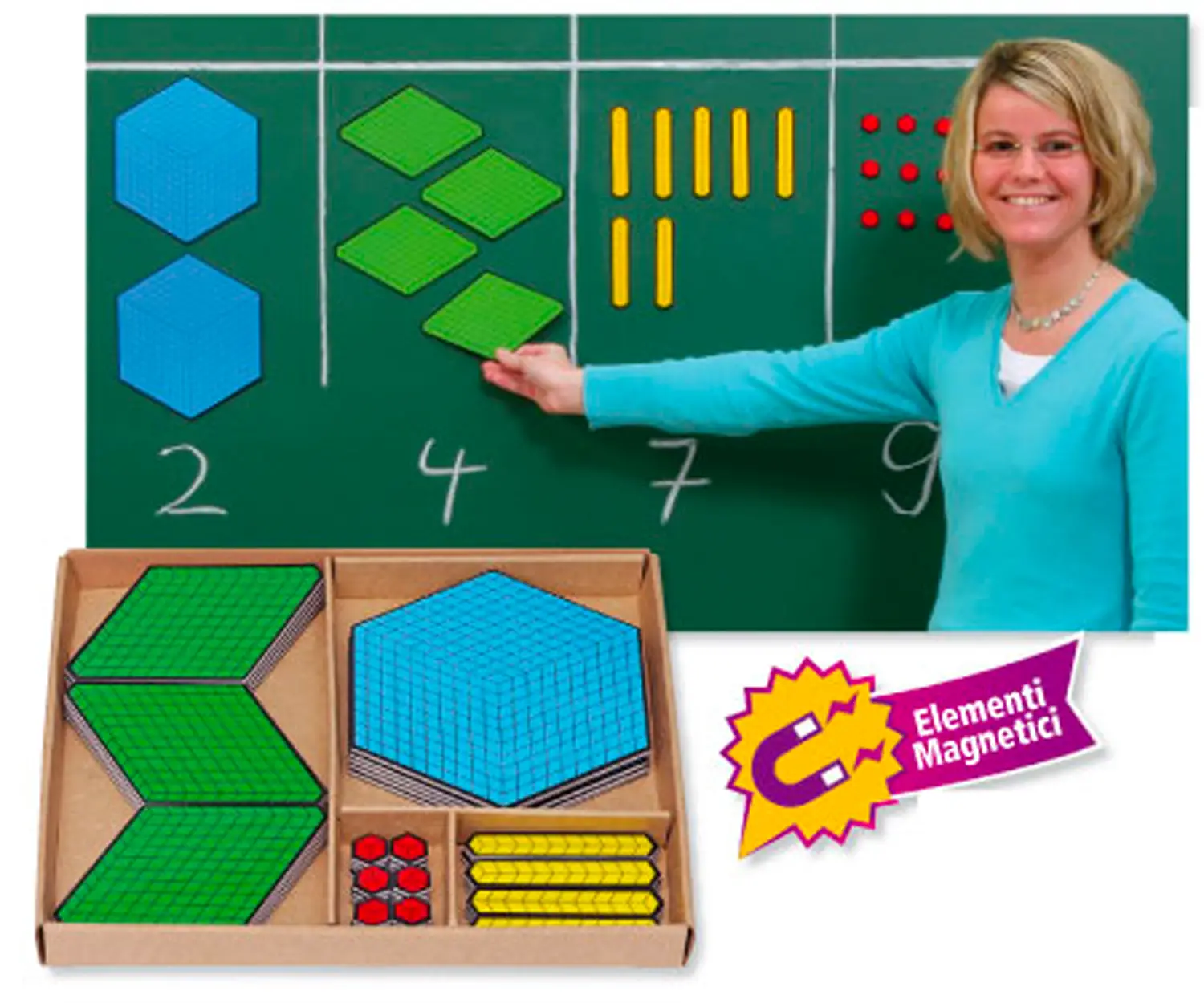 Multibase Tridimensionale Magnetico – Apprendimento Interattivo del Sistema Decimale - Classificazione e matematica