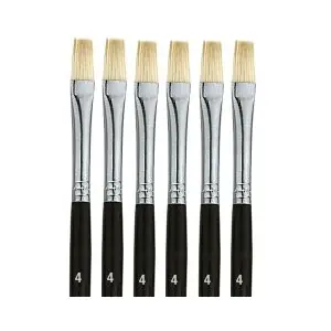 Pennelli in Setola Punta Piatta - Misura n. 4 – Set 6 pezzi - Pennelli e accessori