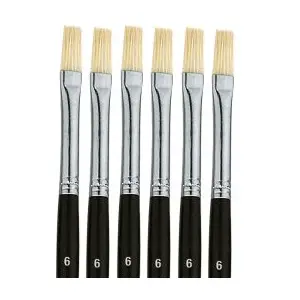 Pennelli in Setola Punta Piatta - Misura n. 6 – Set 6 pezzi - Pennelli e accessori