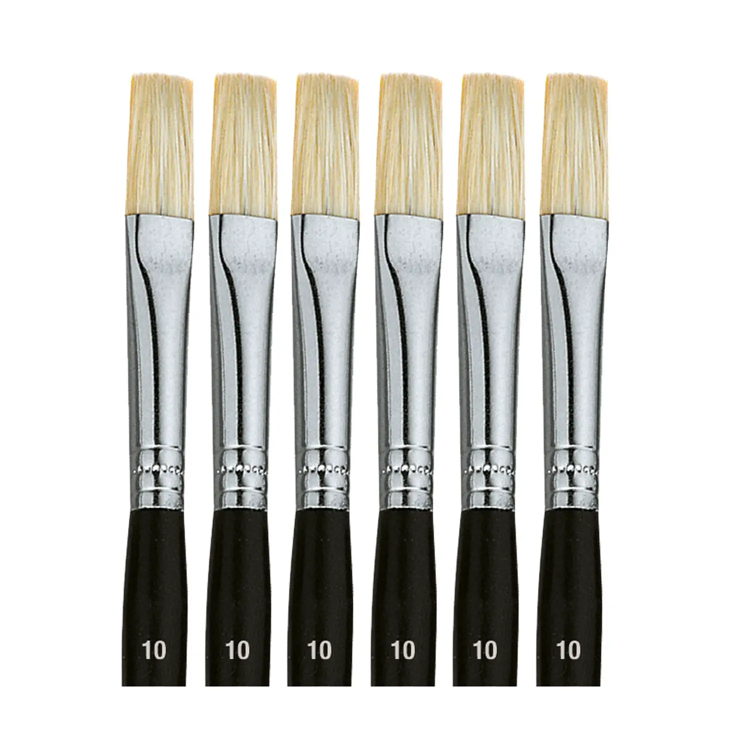 Pennelli in Setola Punta Piatta - Misura n. 10 – Set 6 pezzi - Pennelli e accessori