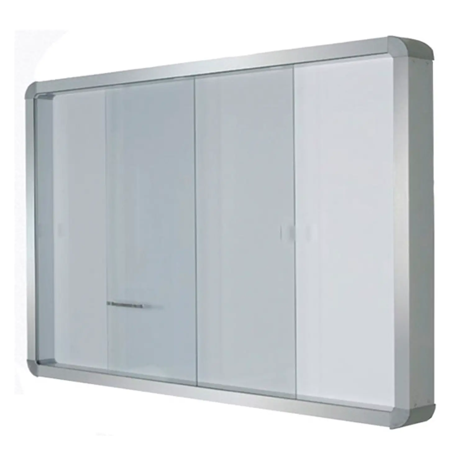 Bacheca Murale in Acciaio cm 90x120 con Ante Scorrevoli in Vetro e Serratura - espositori e bacheche