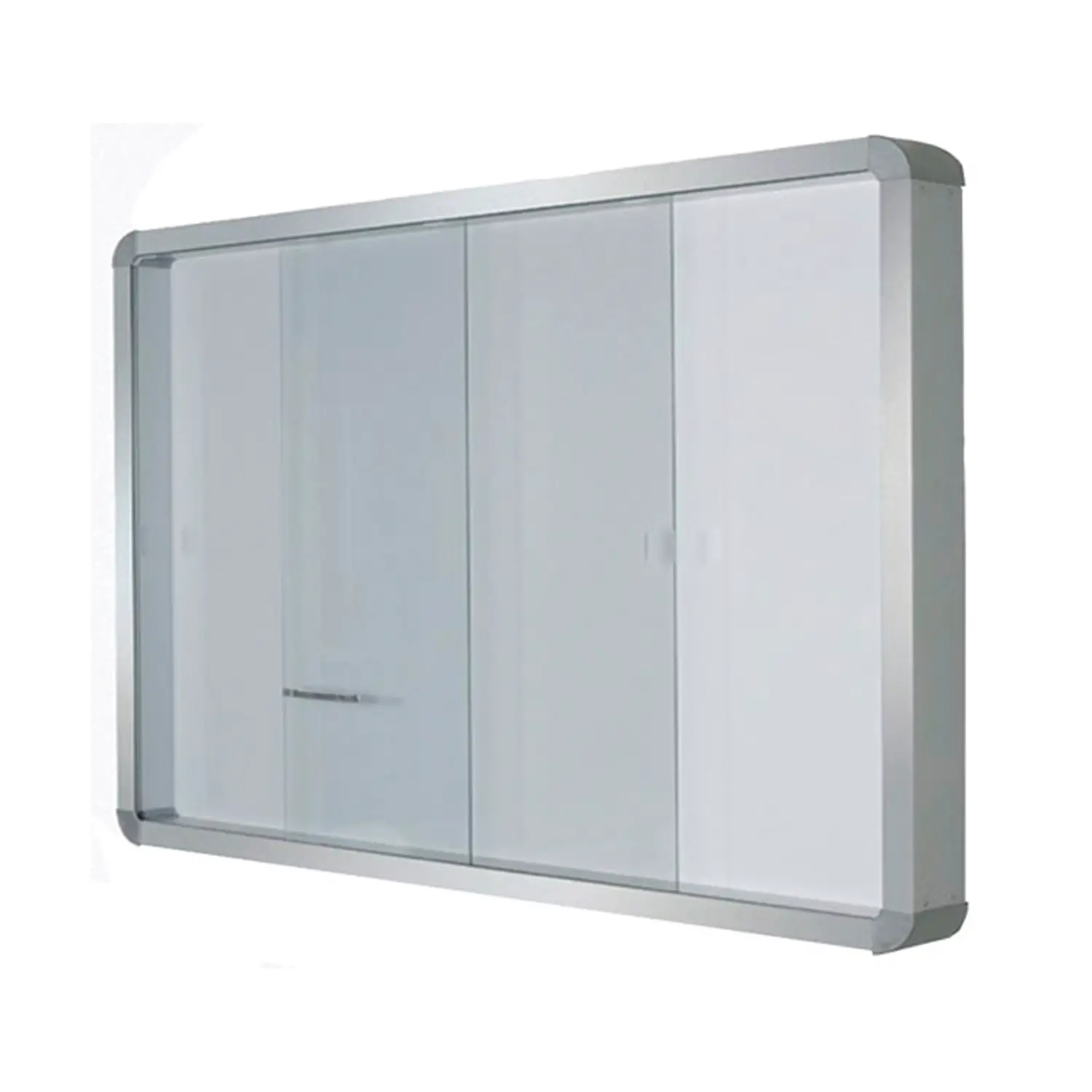 Bacheca Murale in Acciaio cm 60x90 con Ante Scorrevoli in Vetro e Serratura - espositori e bacheche