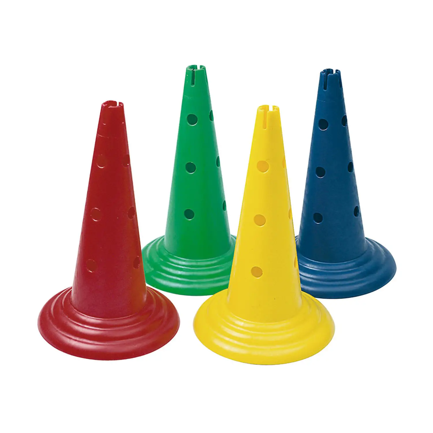 Coni a 3 Fori per Percorsi Psicomotori cm. 50 4Pezzi - Attrezzature sportive