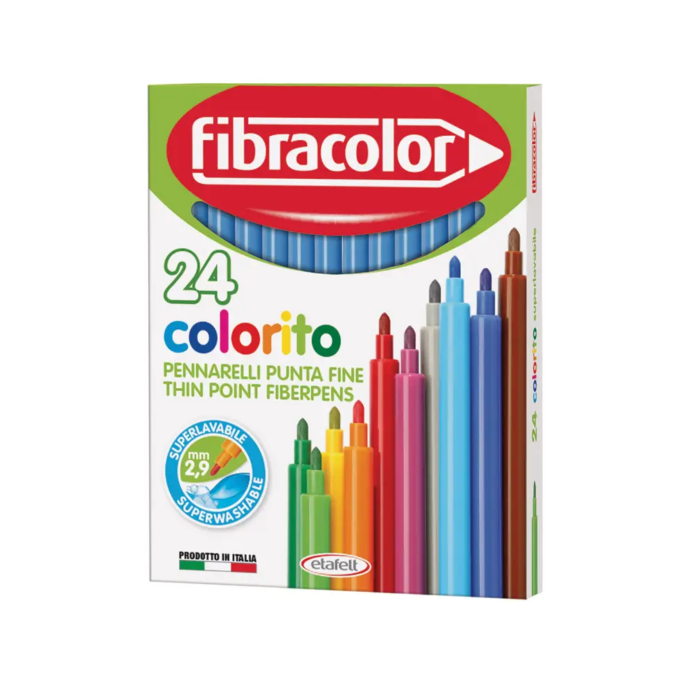 Fibracolor Colorito Fine Pennarelli – Set 24 Pennarelli - Azzurro - Pennarelli