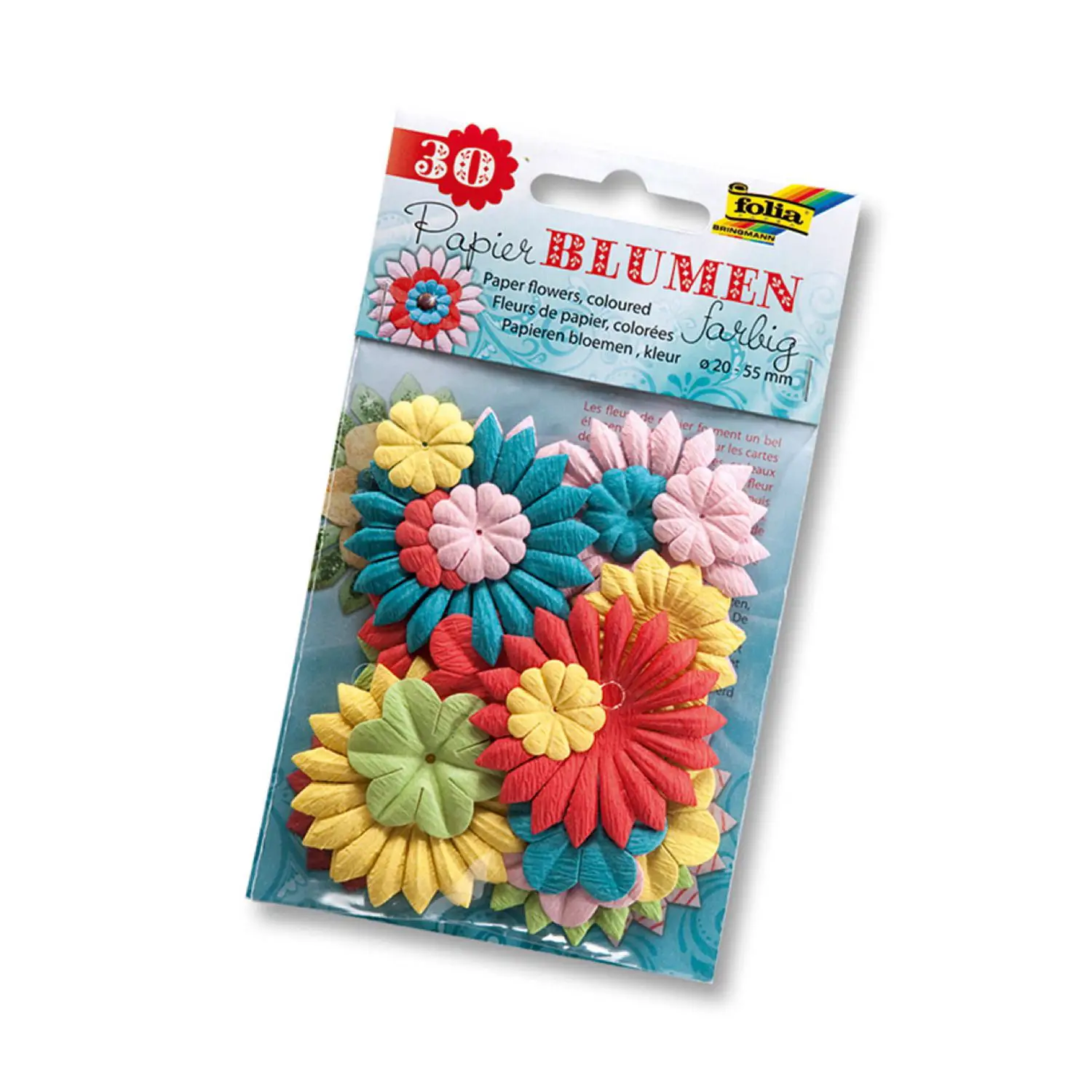 Fiori di Carta Colorati 20/55mm. 30Pezzi - Applicazioni e decori