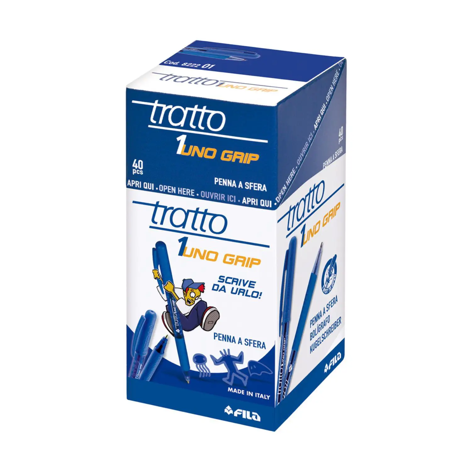 Penna a Sfera Tratto Uno Grip Fila Blu - penne pennarelli ufficio