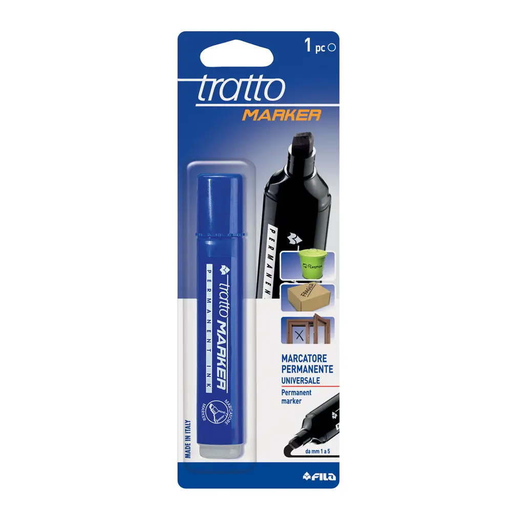 Tratto Marker Punta Scalpello – Pennarello Permanente Multiuso - Blu - Pennarelli