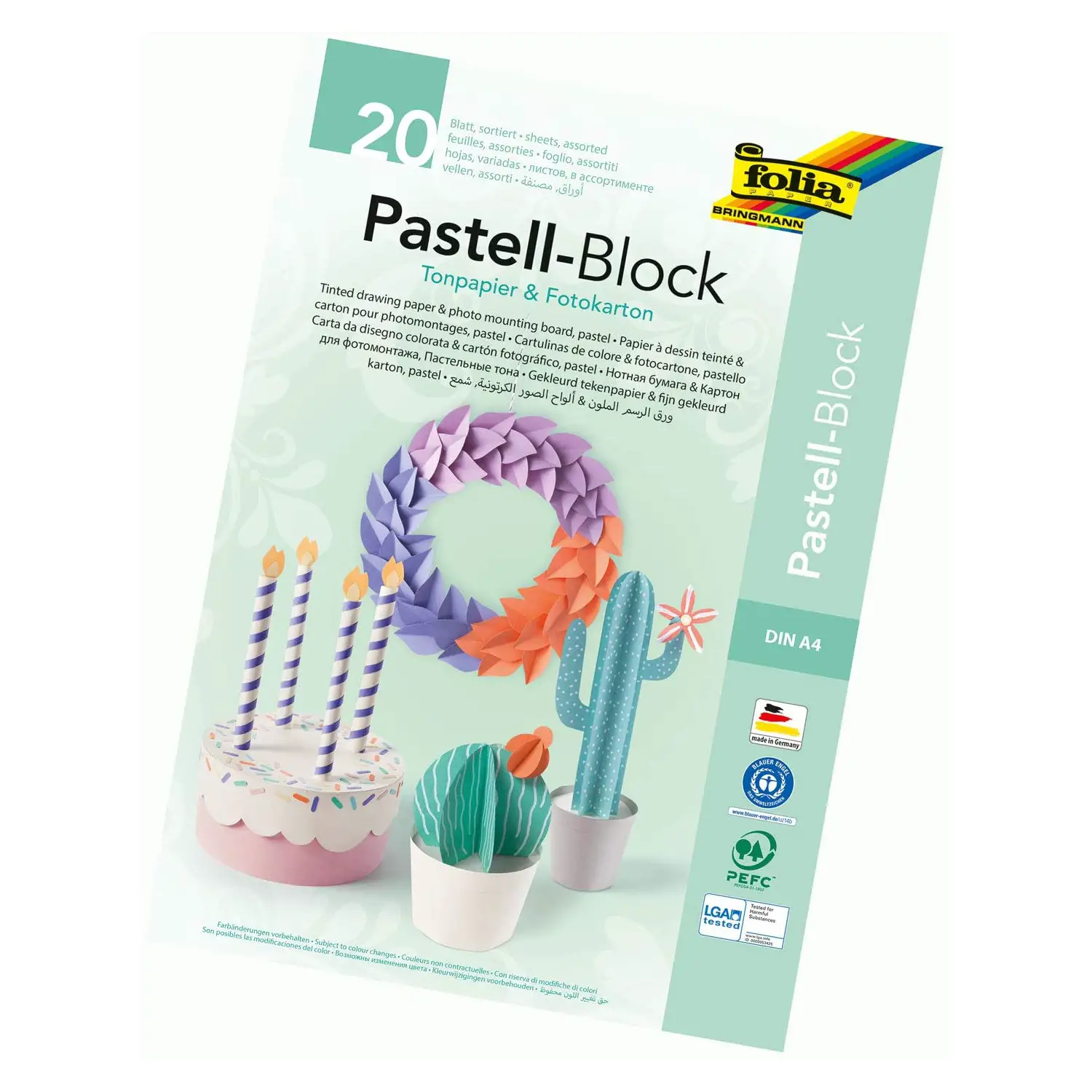 Creativ Pack 20 Fogli A4 Tinte Pastello - Carta e cartoncino