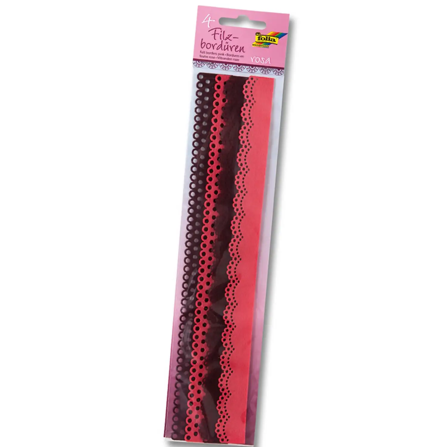 Bordi di Pizzo in Feltro Toni di Rosa – 4 Pezzi da 30 cm - Rafia, nastri e cordoncini