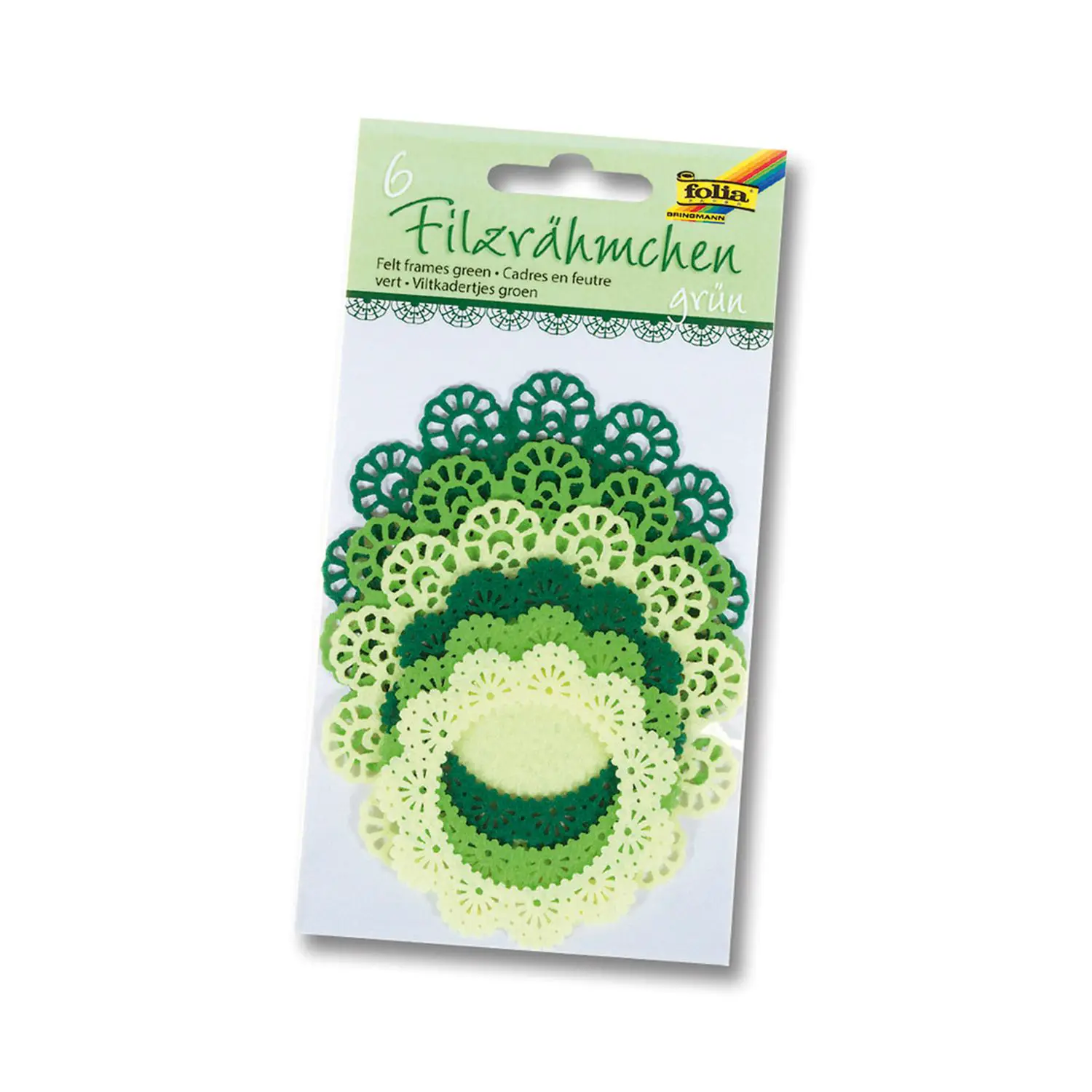 Centrini Pizzo in Feltro – Toni di Verde - Set 6 Pezzi - 7/10 cm - Applicazioni e decori