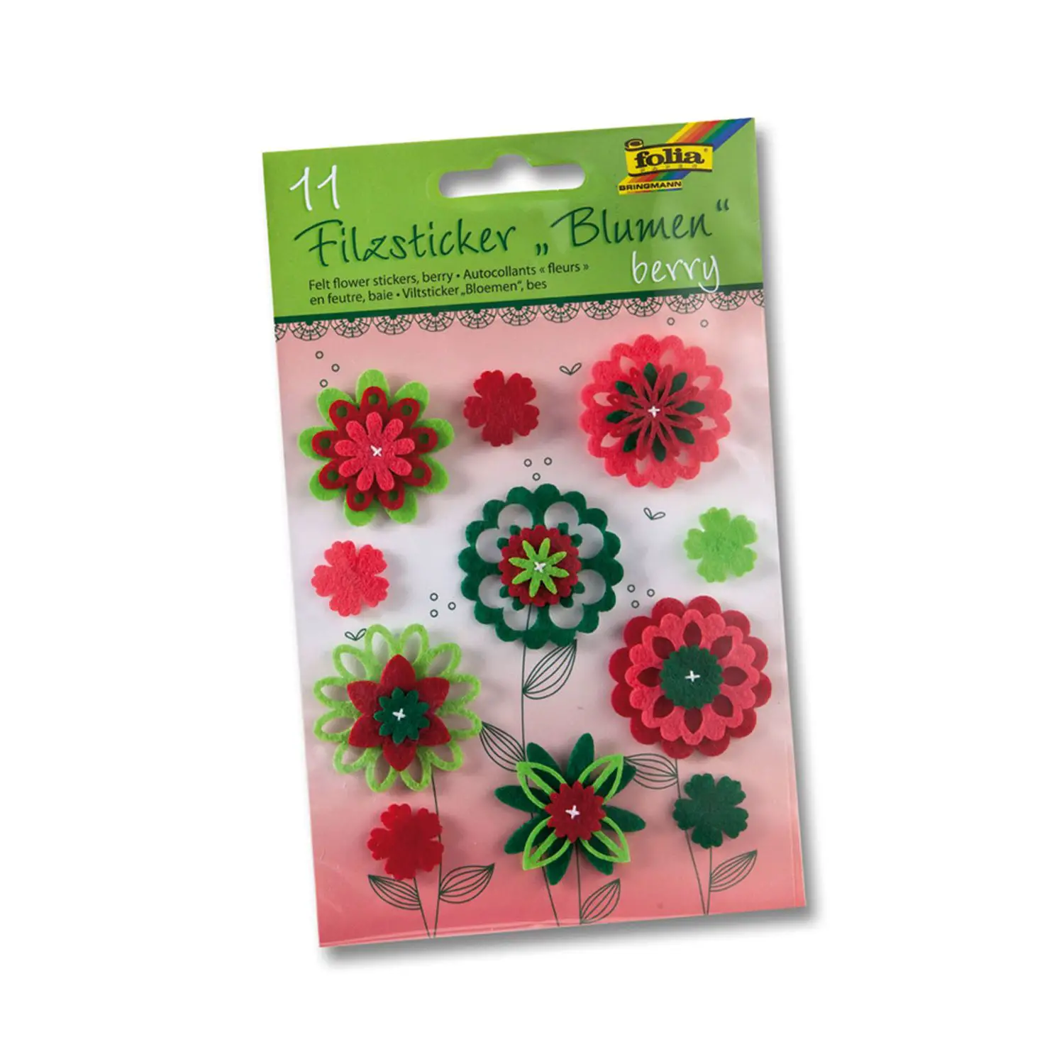 Fiori in Feltro Autoadesivi – 11 Pezzi - Rossi - Applicazioni e decori