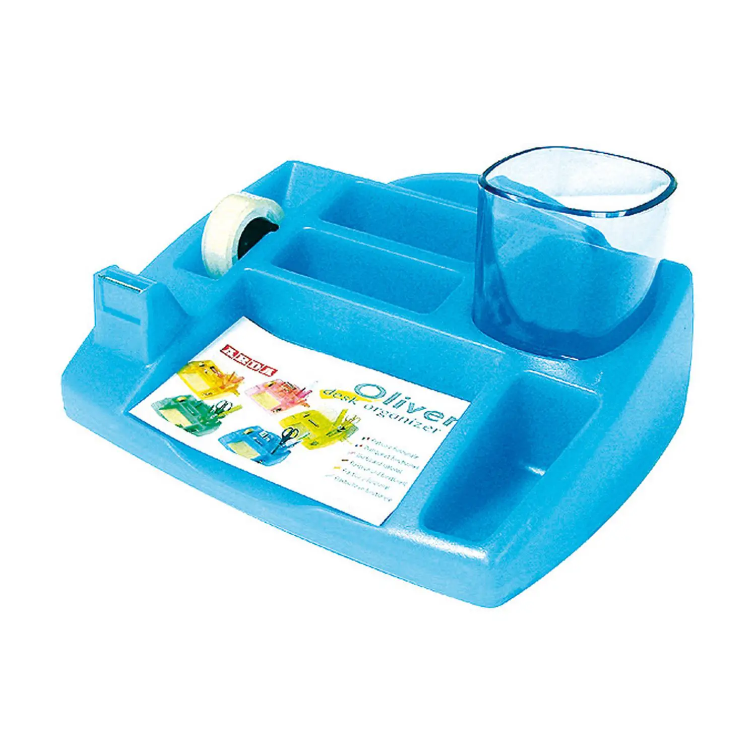 Arda Desk Organizer Oliver Azzurro – Portaoggetti Scrivania Multifunzione - Accessori ufficio