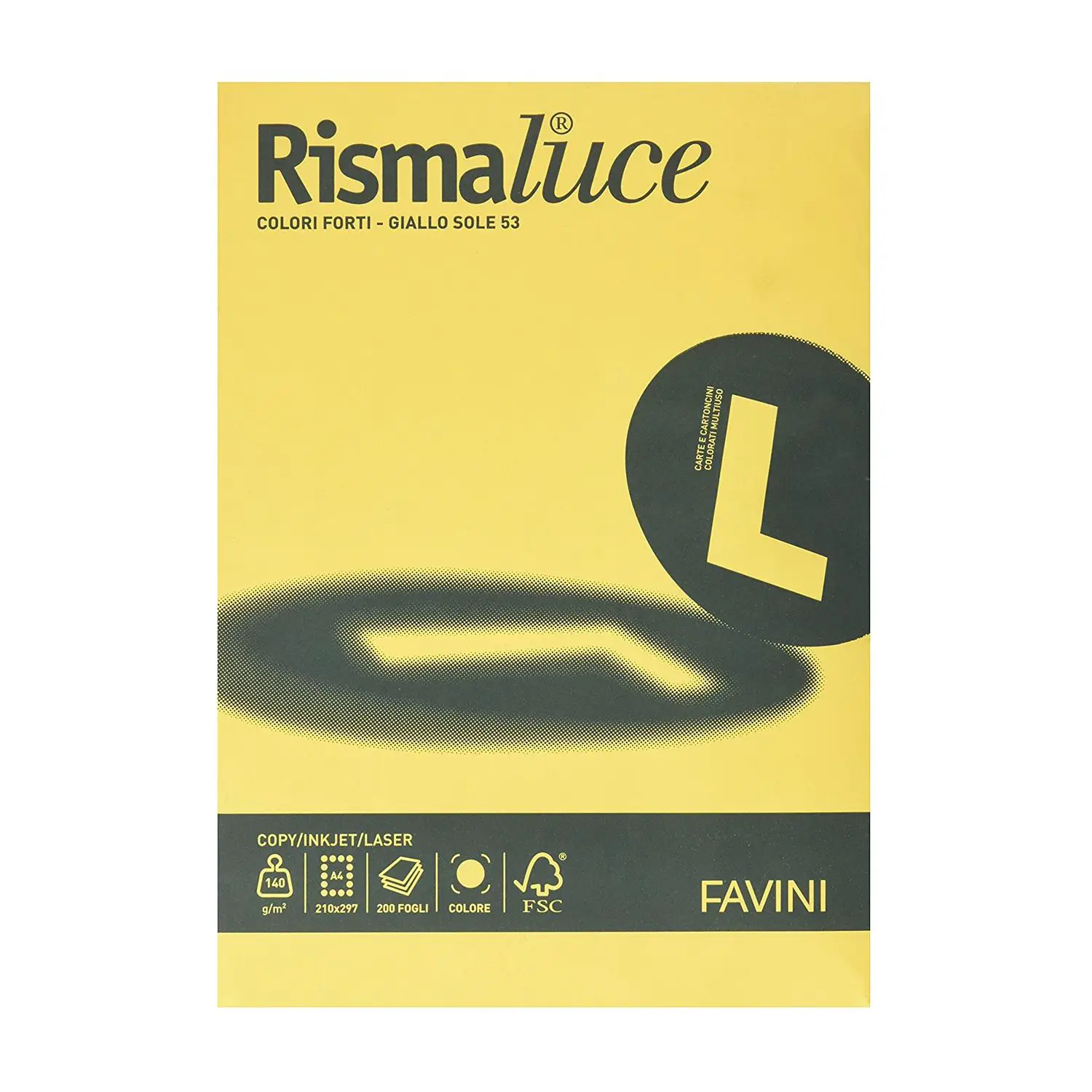 Carta Colorata Rismaluce A4 140 gr – 200 Fogli - Giallo Oro - Carta e cartoncino