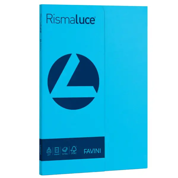 Carta Colorata Rismaluce A4 200 gr – 50 Fogli - Azzurro - Carta e cartoncino