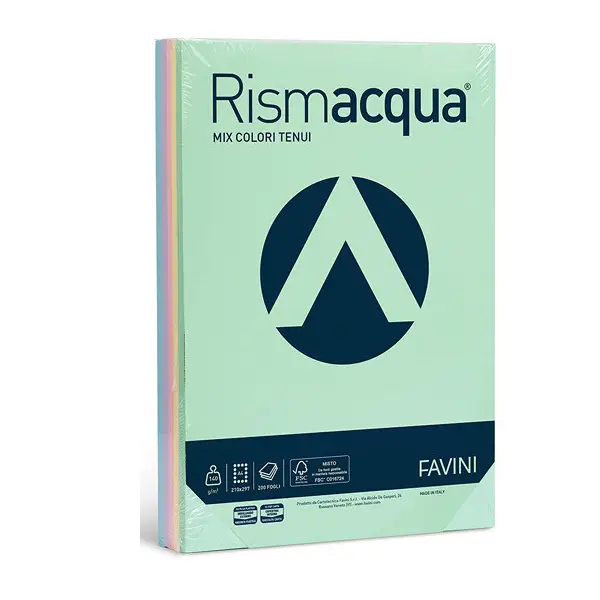 Carta Colorata Rismacqua A3 140 gr – 200 Fogli - Tinte Tenui - Carta e cartoncino