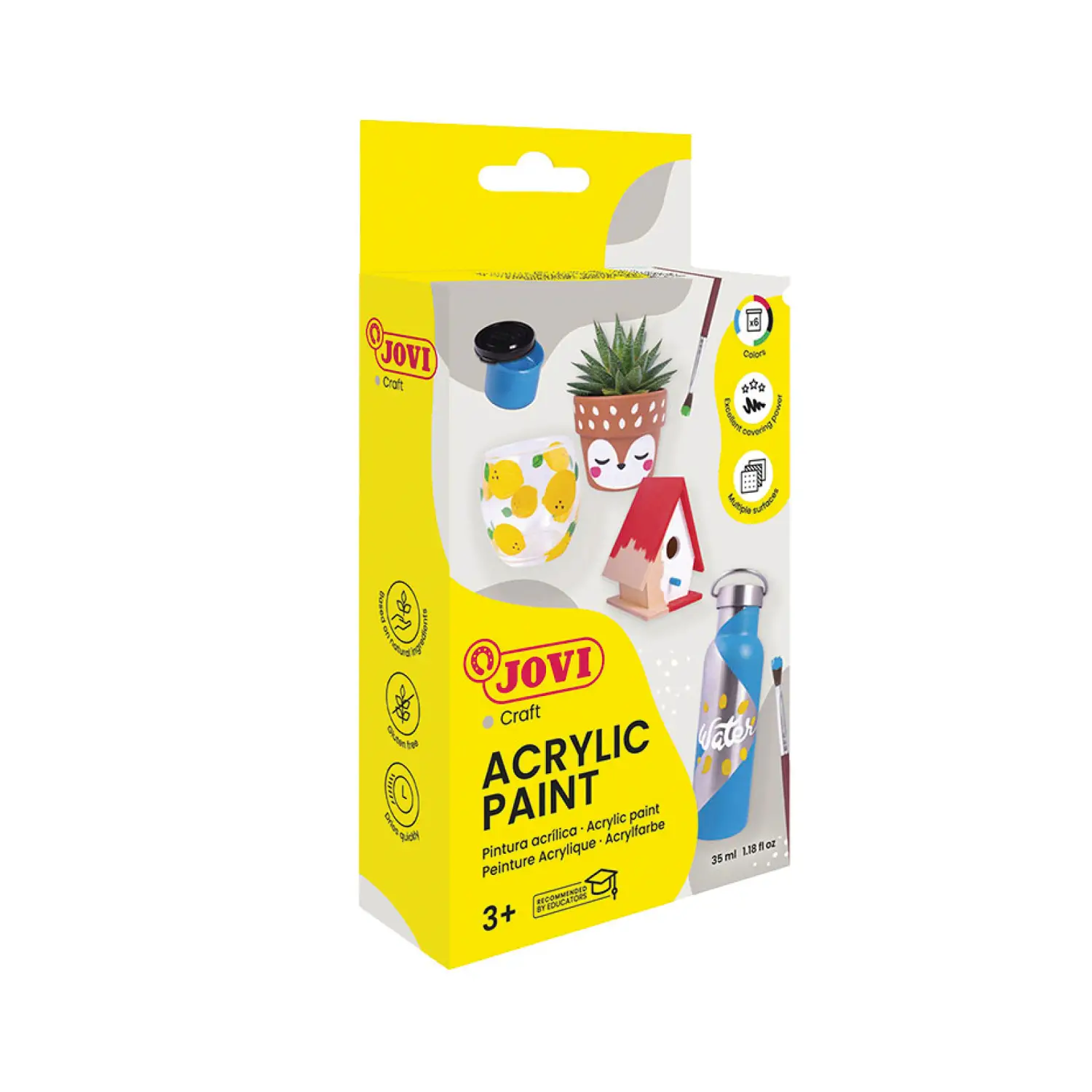 Colori Jovidecor Acrilico Multiuso – Set 6x55 ml con Pennello - Decoupage