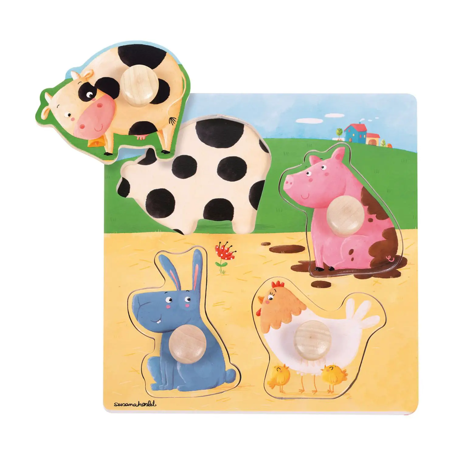 Puzzle Animali Fattoria Colore - Incastri e puzzle in legno