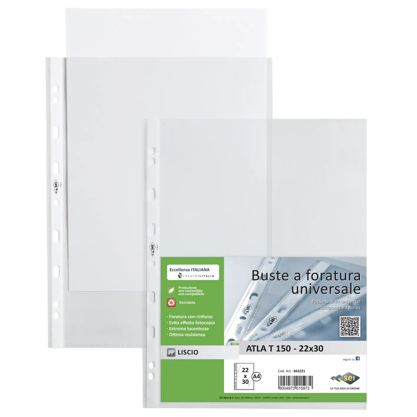 Buste Trasparenti con Perforazione Rinforzata – Formato 22x30 cm (A4) - Archiviazione