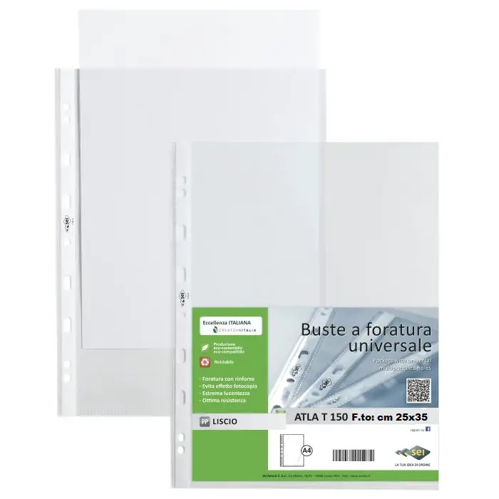 Buste Trasparenti con Perforazione cm. 25x35 - Archiviazione