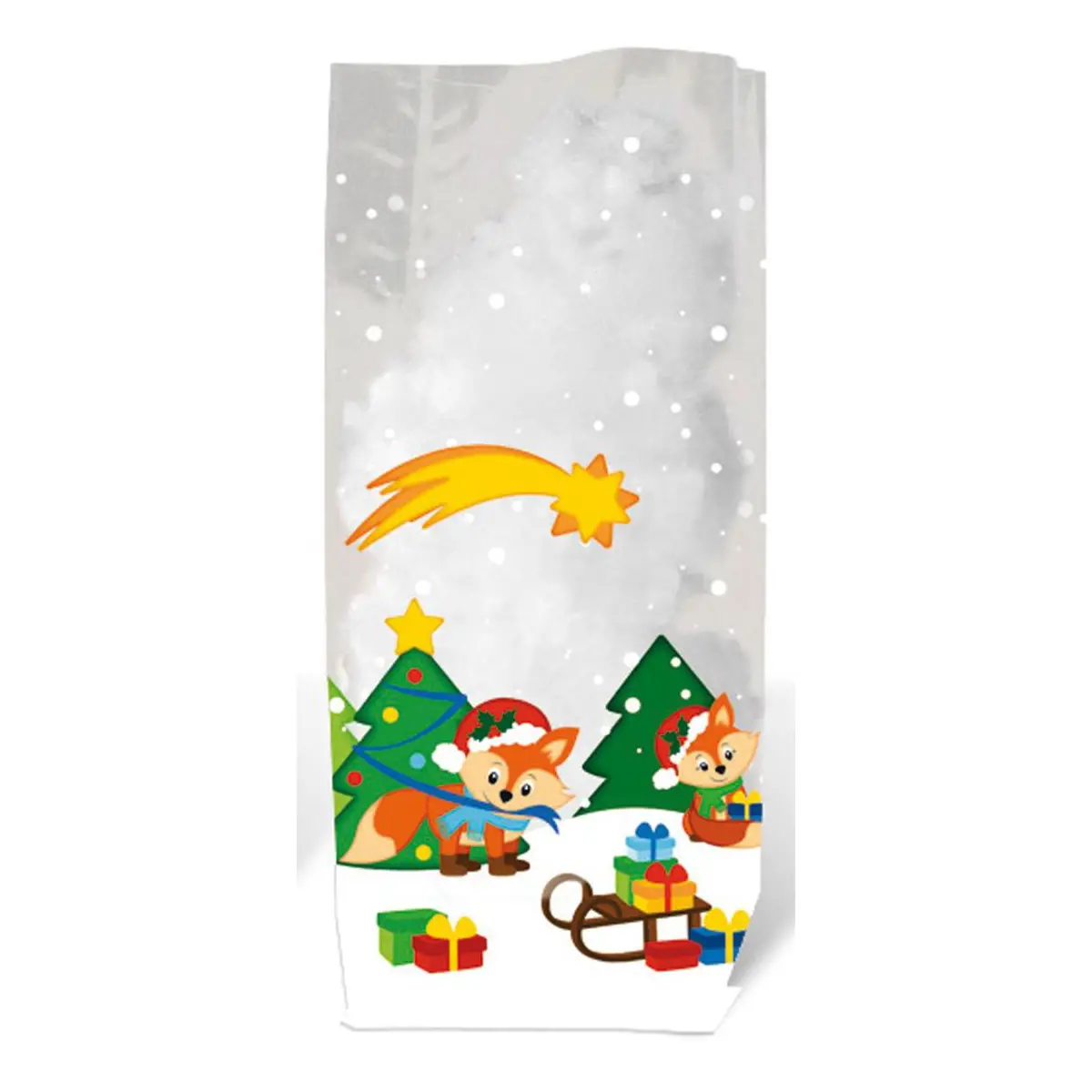 Sacchetti Cellophane Volpe Natalizia – 10 Pezzi – Trasparenti e Alimentari - Carta e cartoncino