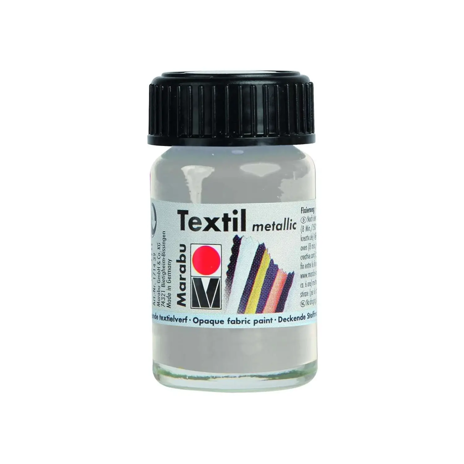 Marabu Textil Colore per Tessuto Metallizzato – Flacone 15 ml Argento - Colori per tessuto