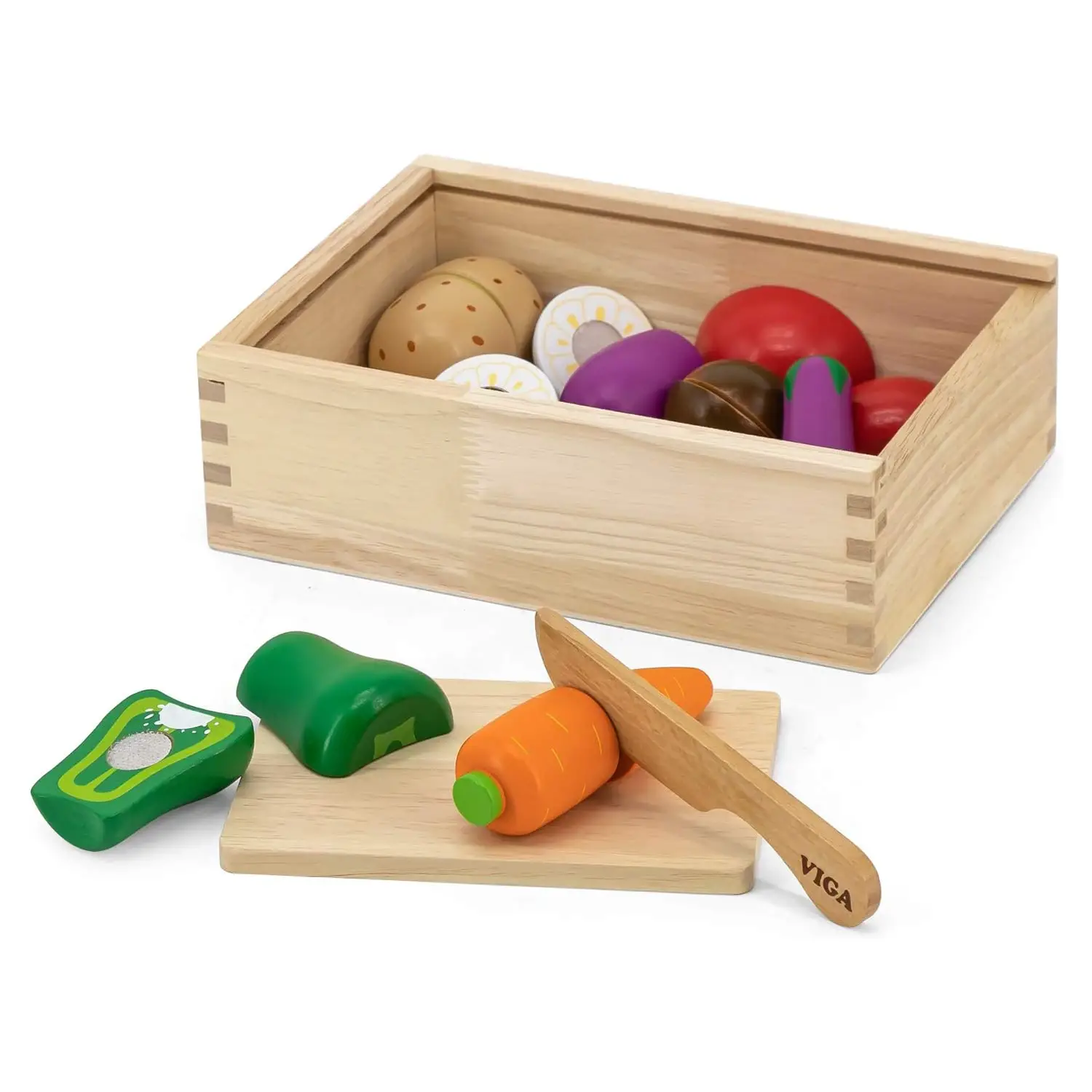 Verdura a Fette in Legno da Tagliare - Alimenti, mercatini, stoviglie