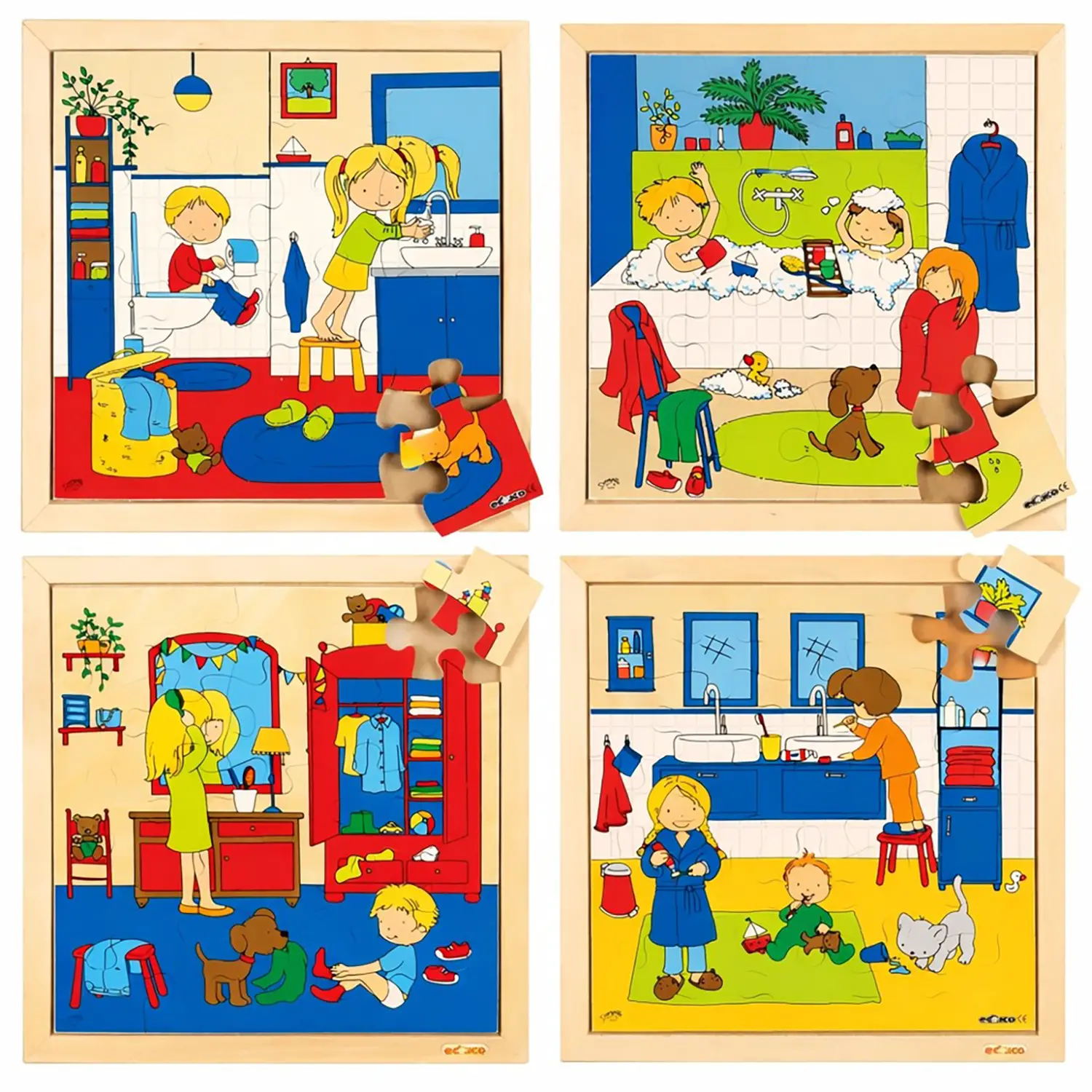 Puzzle Igiene e Cura Personale Set 4 Pezzi - Incastri e puzzle in legno