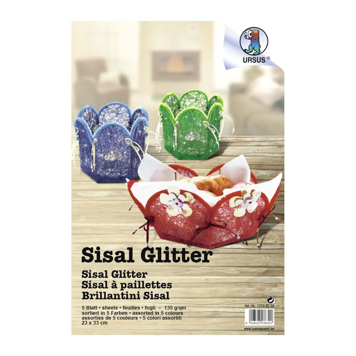 Teli di Sisal Colorati con Glitter – 5 Fogli 23x33 cm - Rafia, nastri e cordoncini