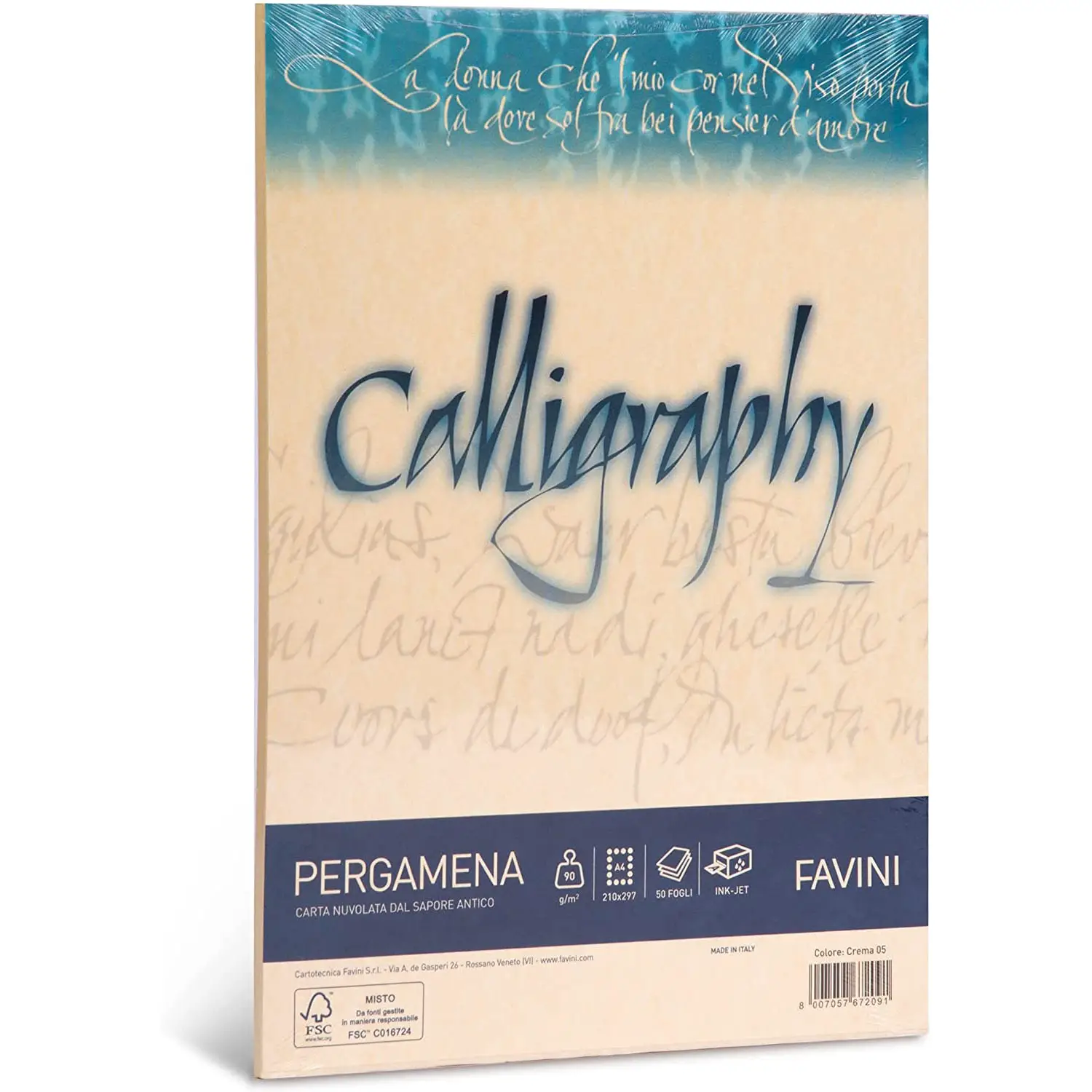 Carta Calligraphy Pergamena A4 90 gr – 50 Fogli - Crema - Carta e cartoncino
