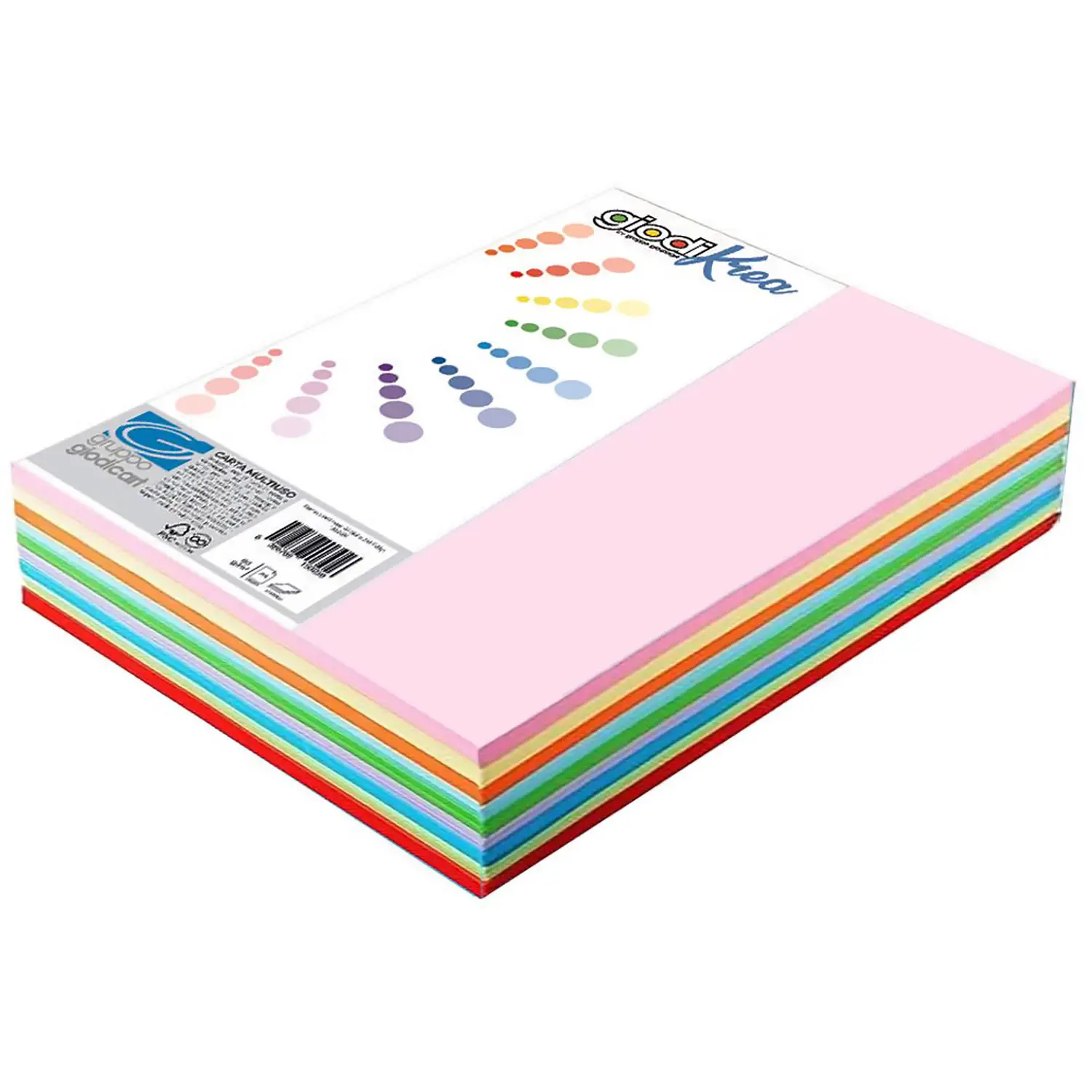 Risma A4 Carta Giodikrea 80 gr - 500 Fogli Assortiti 10 Colori Intensi - Carta e cartoncino