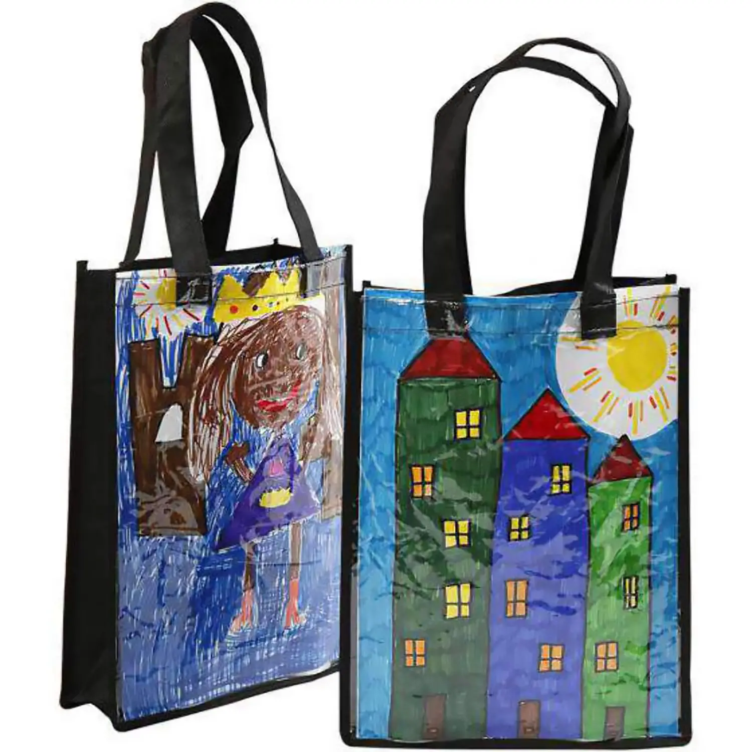Borsa Shopper Personalizzabile in TNT Nero con Tasca Trasparente – 30x23 cm - Tessuti e stoffe