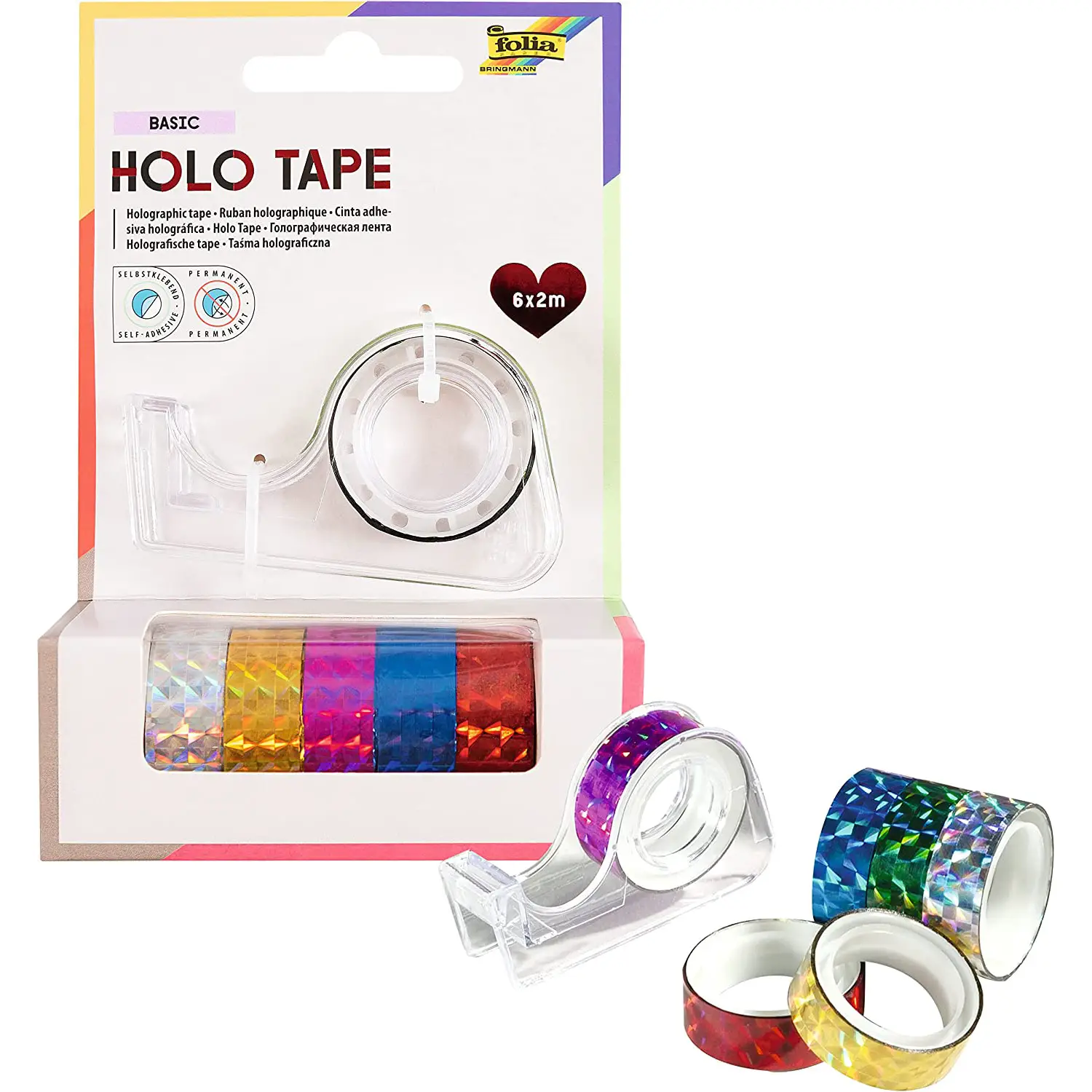 Nastro Adesivo Olografico Decorativo – Set 6 Rotoli 12 mm x 2 m - Nastri adesivi e colle